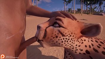 Teplý nadržený gepard má sex se 3 muži zvířecí animace (se zvukem/spermatem)