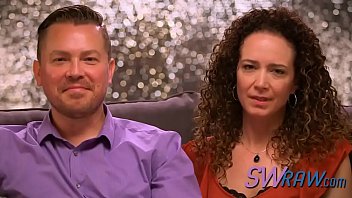 Curly-haired wife gives head and fucks with other swingers in reality show