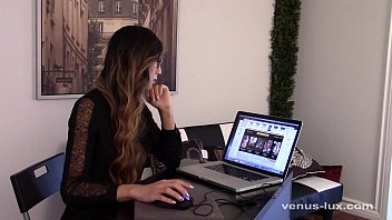 Venus Lux Strokes Her Cock At The Office