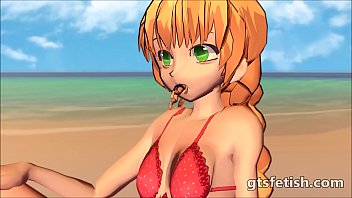 Giantess Vore - Beachgirl eating tiny boyfriend