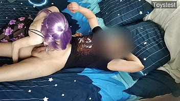 Purple hair Wife with Amazing Hot body Riding her new boyfriend and let him fucks her in Doggystyle hard