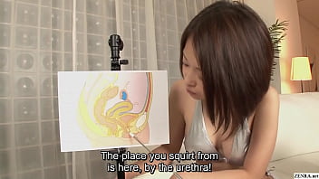 Bottomless Japanese adult video star squirting seminar